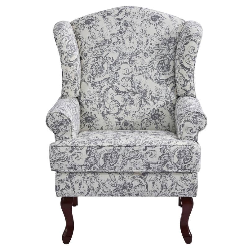 2 Set Traditional Rolled Arm Wing Back Accent Chair