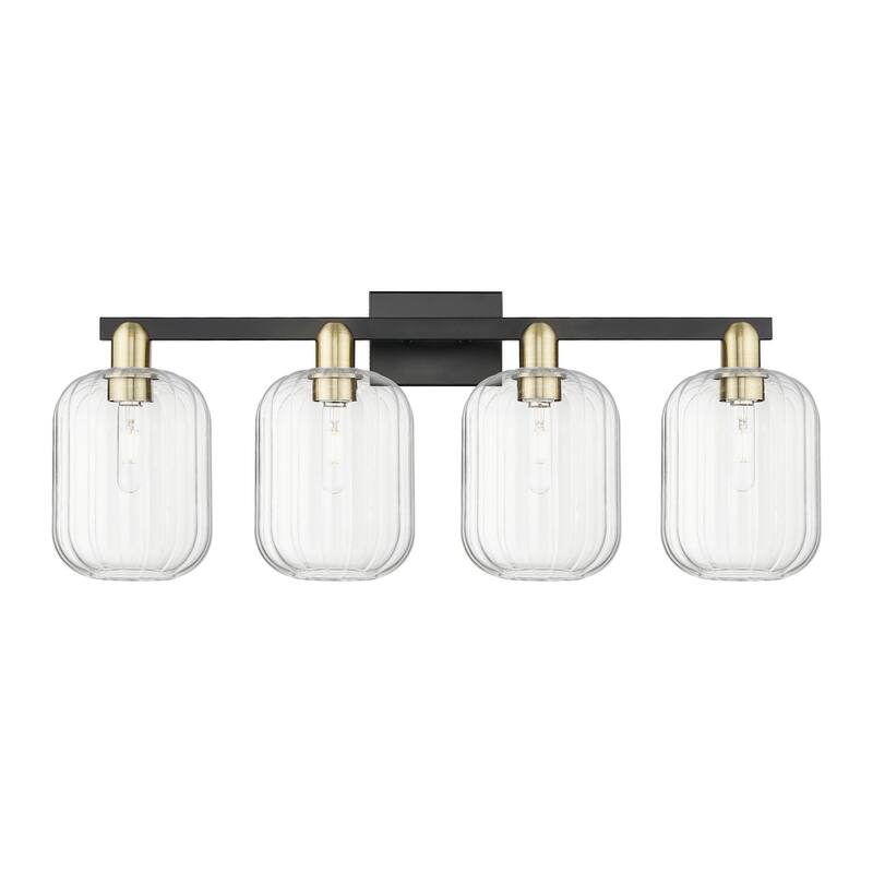 Innovations Lighting 716-4W-14-36 Preston Vanity Cylinder Preston 4 - Black Antique Brass / Clear
