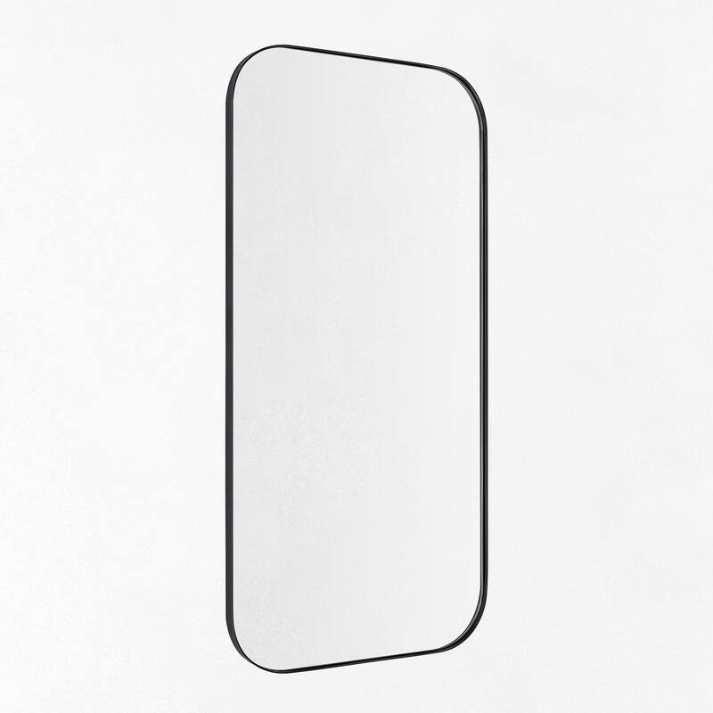 TEHOME Mid-Century Modern Chic Metal Rounded Wall Mirrors - 20'' x 40'' - Black