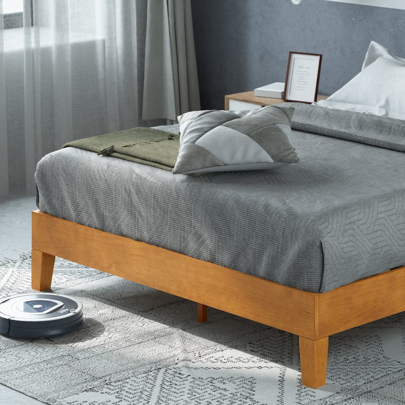 Priage by ZINUS Rustic Pine Wood Deluxe Platform Bed Frame