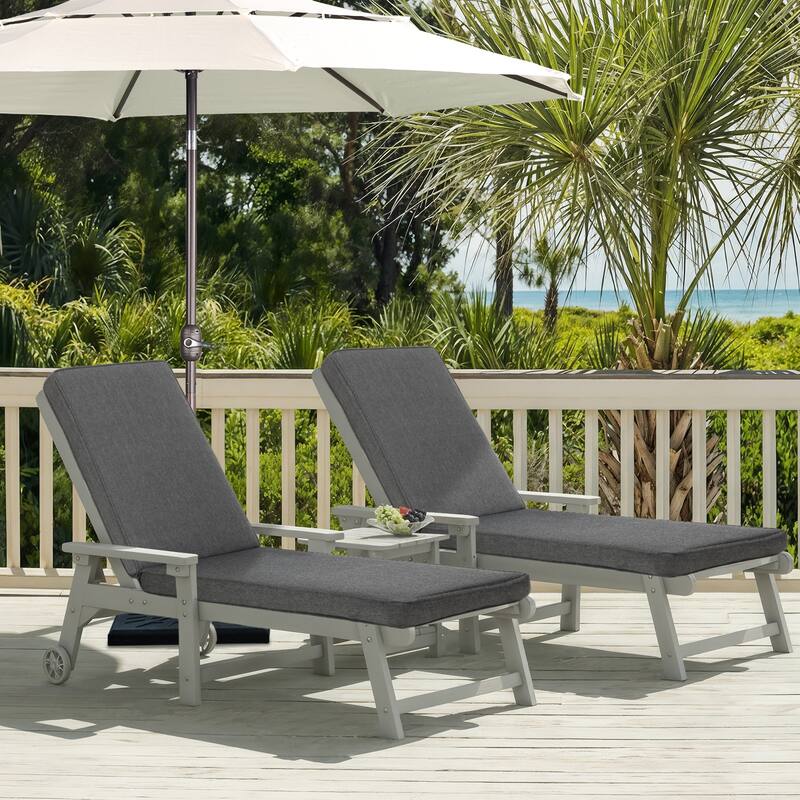 Aoodor Patio Chaise Lounger Cushions Set of 2, Olefin Fabric, Water-Resistant, 72x21x3 Inches(Only Cushions)