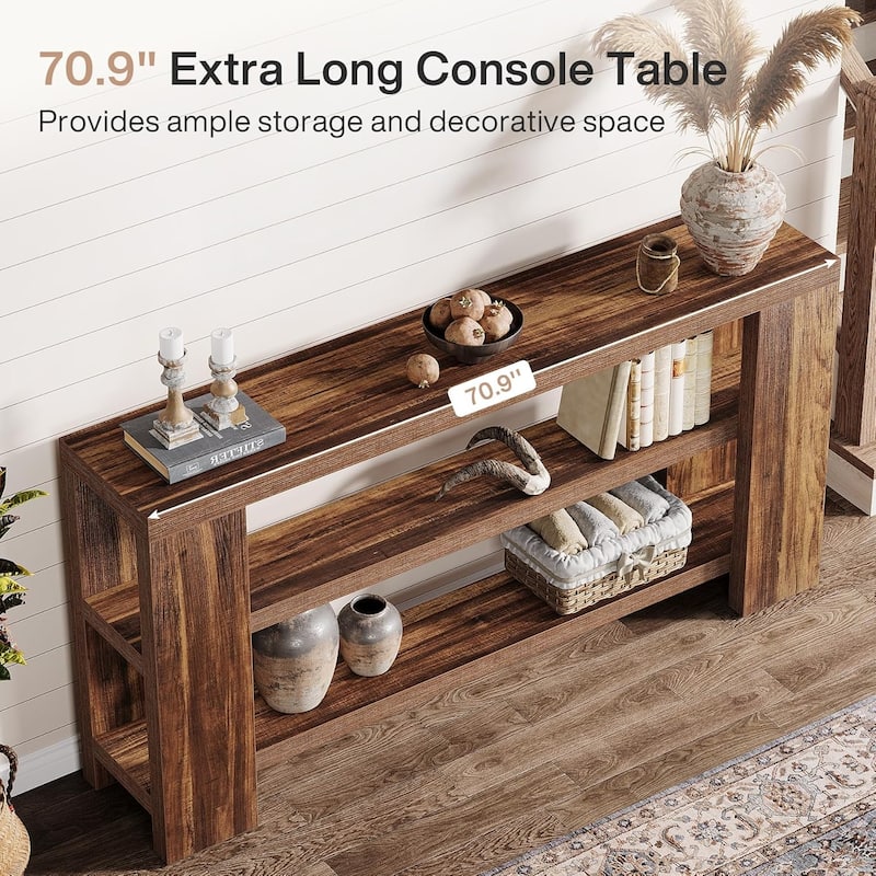 70.9-Inch 3-Tier Extra Long Console Table with Storage for Entryway, Living Room, Hallway