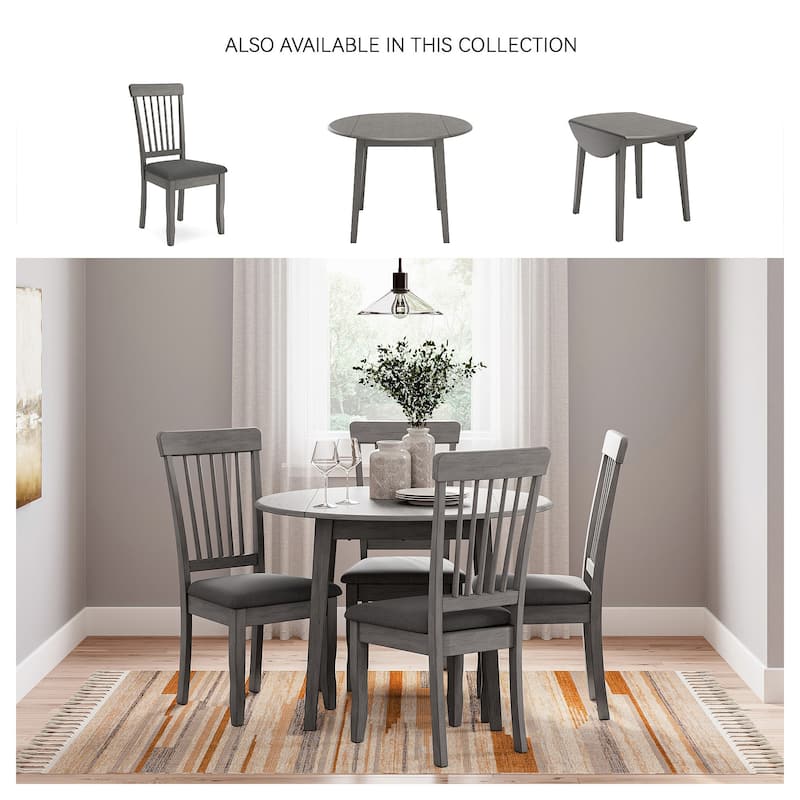 Signature Design by Ashley Shullden Gray Round Drop Leaf Dining Table - 43"W x 43"D x 30"H