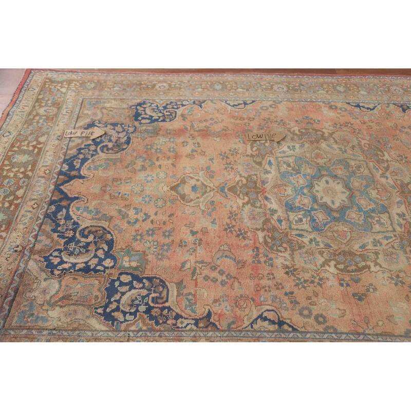 Hand Knotted Oriental 100% Wool Carpet Traditional Medallion Coral Mashad Area Rug - 9' 3'' X 6' 1''