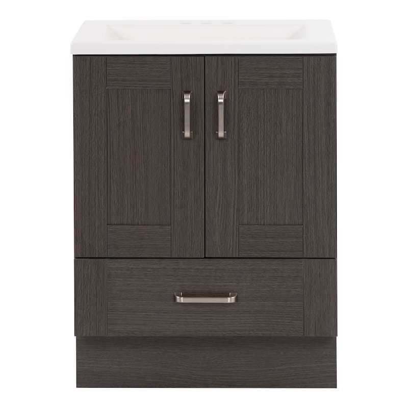Spring Mill Cabinets Noelani 24" Bathroom Vanity With 2-Door Cabinet, Drawer, and White Sink Top
