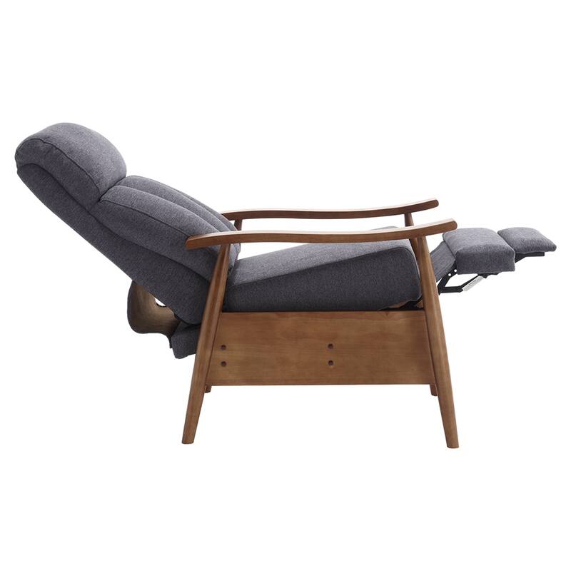 Modern Accent Chair, Recliner Chair With Thick Backrest And Seat Cushion, Wood Frame, Lumbar Support, Single Sofa Chair