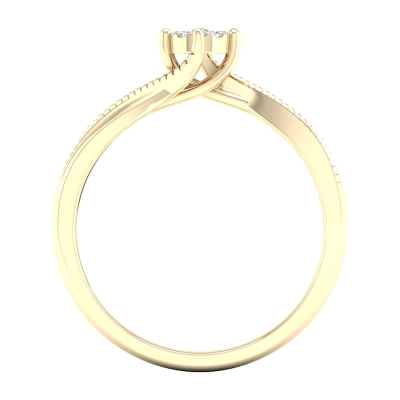1/20ct TDW Diamond Cluster Bypass Ring in 10k or 14k Gold by De Couer