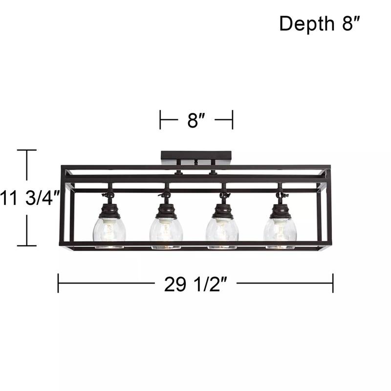 Bronze Linear Pendant Chandelier 29 1/2" Modern 4-Light LED Fixture - 29" x 11"