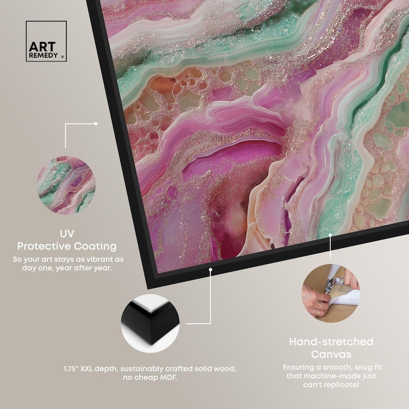 Pink and Mint Crystal IV Canvas by Art Remedy