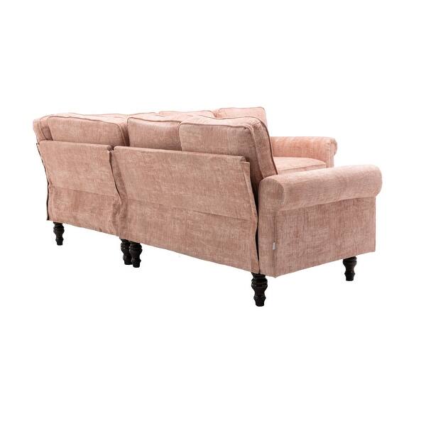LShape Pink Sectional Sofa Set Chenille Corner Couch w/ Cushion Bed