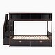 preview thumbnail 18 of 30, Twin over Full Wood Bunk Bed with Shelfs, Storage Staircase and Drawers