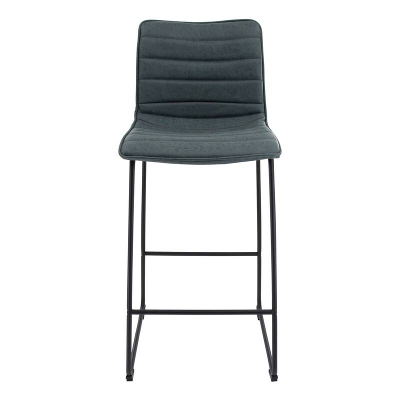 LeisureMod Brooklyn Modern Leather Barstool with Black Sled Base Set of 2 - 29.9