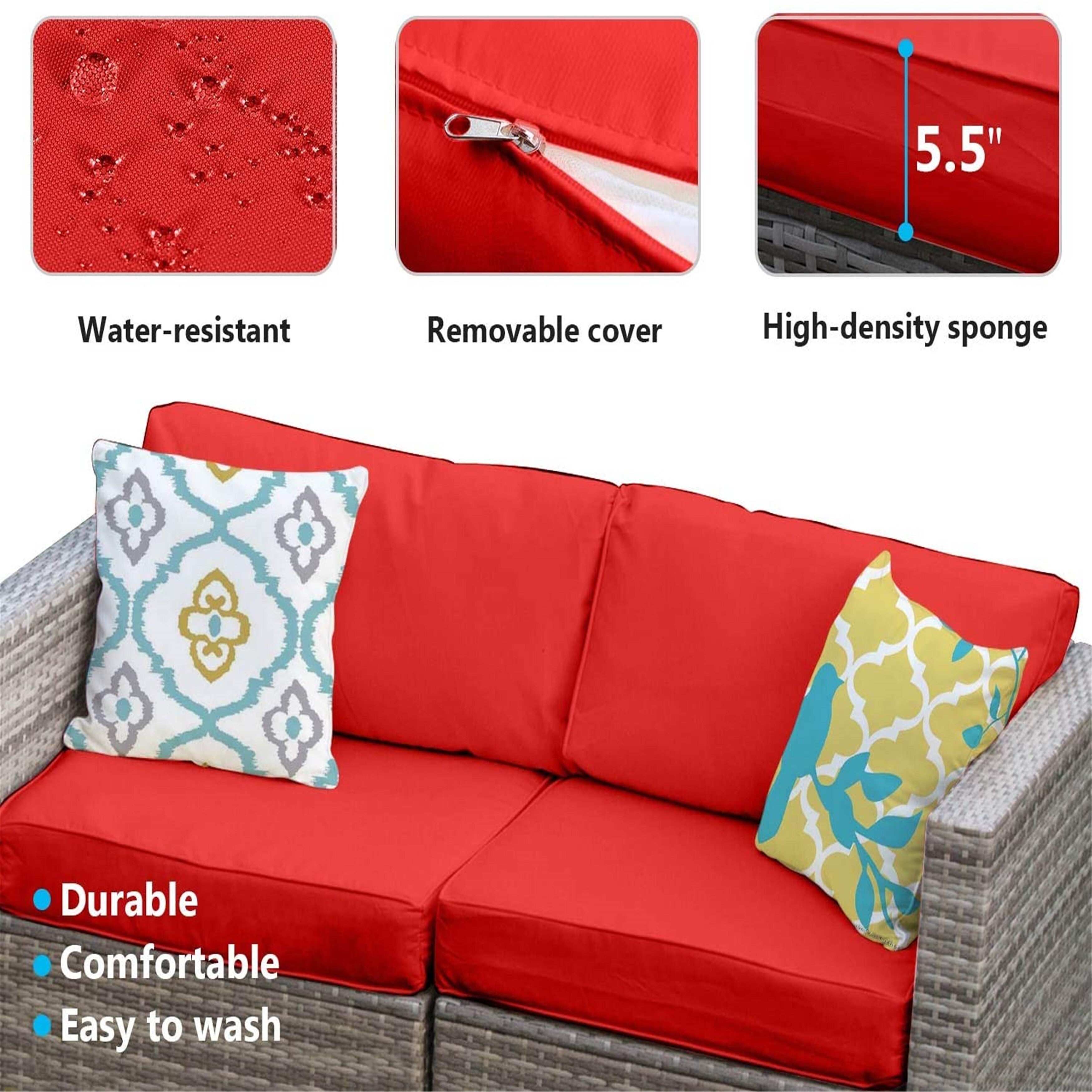 Shop 6 Pieces Outdoor Patio Furniture Set Rattan Wicker Sectional Sofa Patio Overstock 31590956