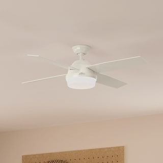 Hunter 52" Dempsey Outdoor Ceiling Fan with LED Light Kit and Handheld Remote, Damp Rated - Contemporary, Transitional