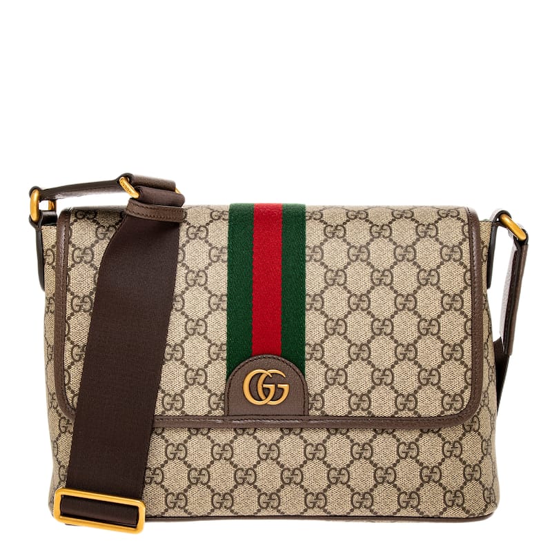 Gucci Men's Ophidia Medium Messenger Bag with Flap - Beige