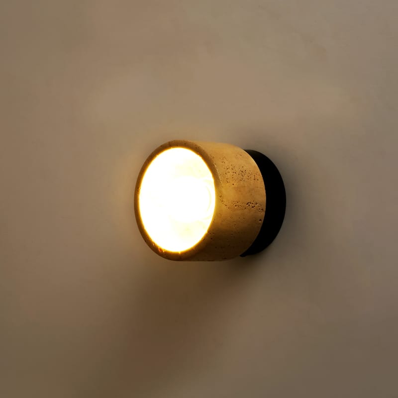 4.7" W 1-Light Mid-Century Modern Yellow Cave Stone Cylinder Flush Mount Ceiling Light/Wall Lights