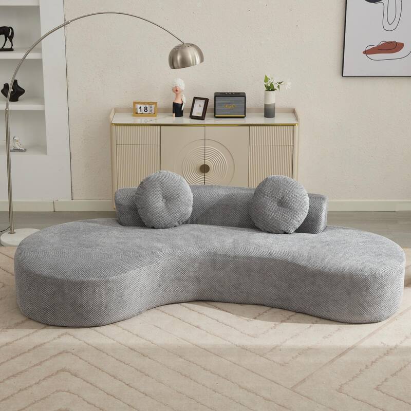 105.5'' Curved Modern Minimalist Cloud Couch Sofa, 2 Seater, Gray, No Assembly Required