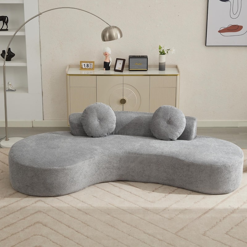 Gray Corduroy Cloud Sofa with Pillows
