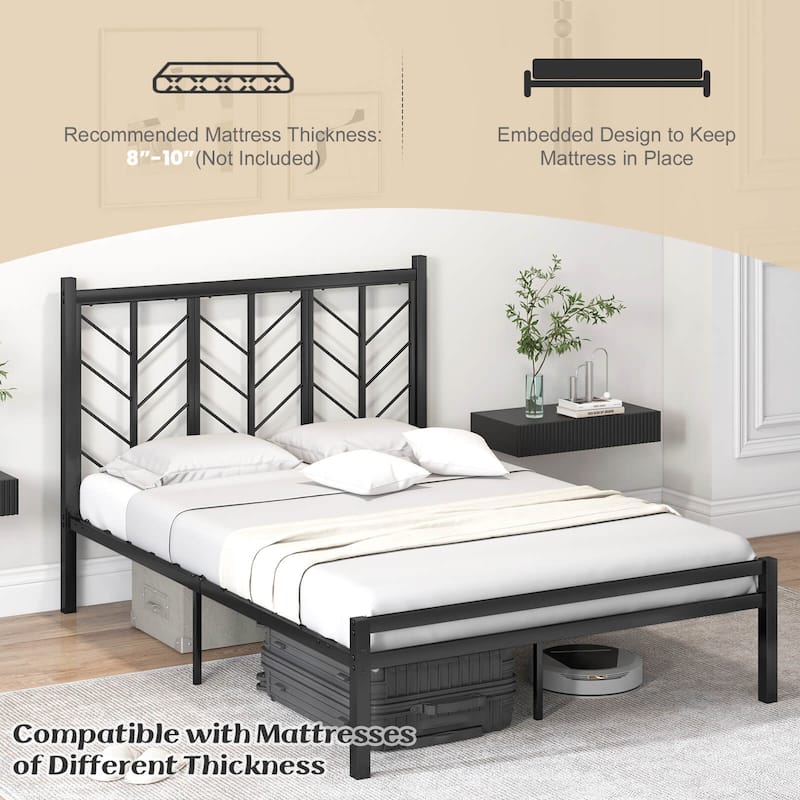 Costway Twin/Full/Queen Size Platform Bed with Headboard 11.5" Under