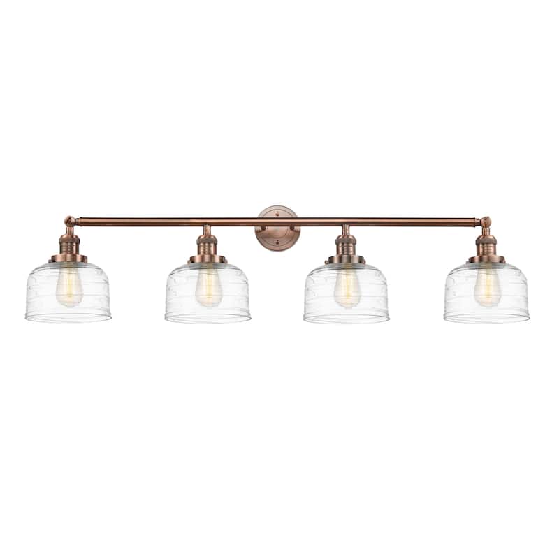 Innovations Lighting 215-10-44 Bell Vanity Bell 4 Light 44" Wide - Antique Copper / Clear Deco Swirl