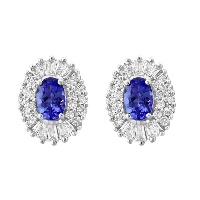 EFFY 14K Gold Diamond Tanzanite Oval Earrings