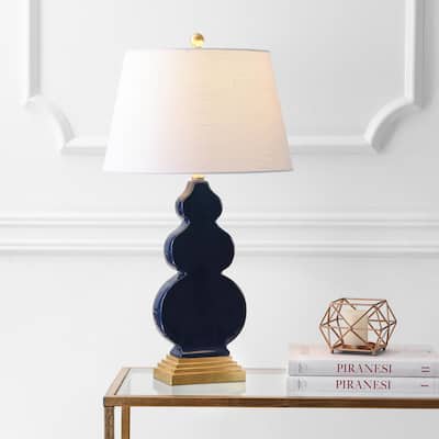 Carter 29" Ceramic/Resin LED Table Lamp, Navy/Gold by JONATHAN Y