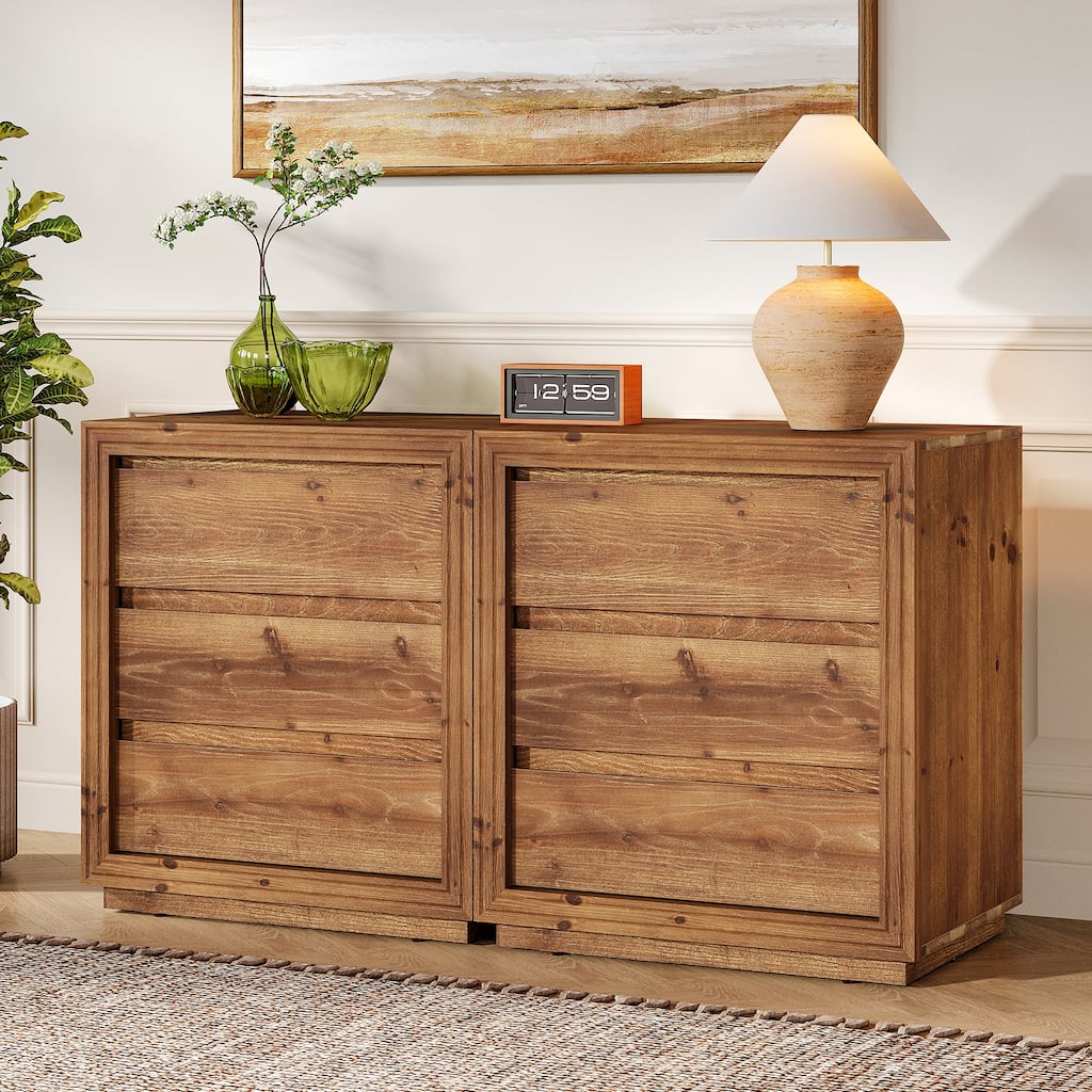 23.62" Solid Wood Nightstand with 3 Drawers, Rectangular Bedside Table for Bedroom