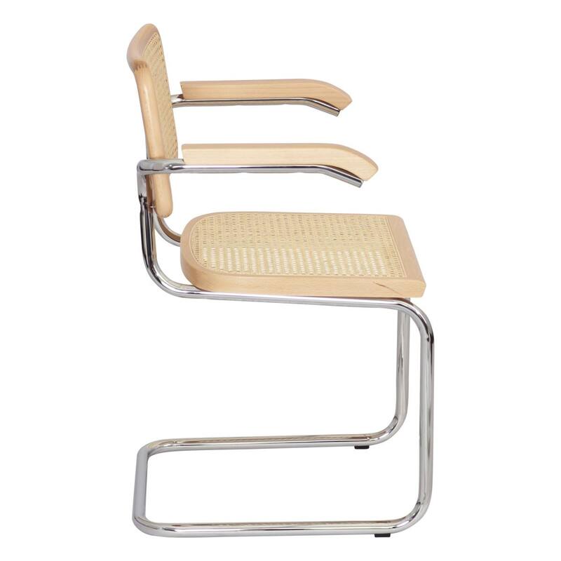 Breuer Chair Company Marcel Breuer Cesca Cane Cantilever Armchair Arm Chair w/ Chrome Steel Frame (Various Wood & Cane Colors)