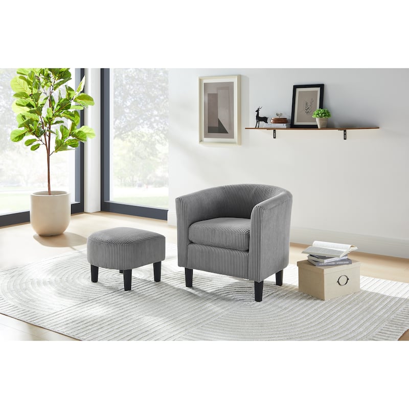 26.38" Corduroy Arm Chair with Ottoman