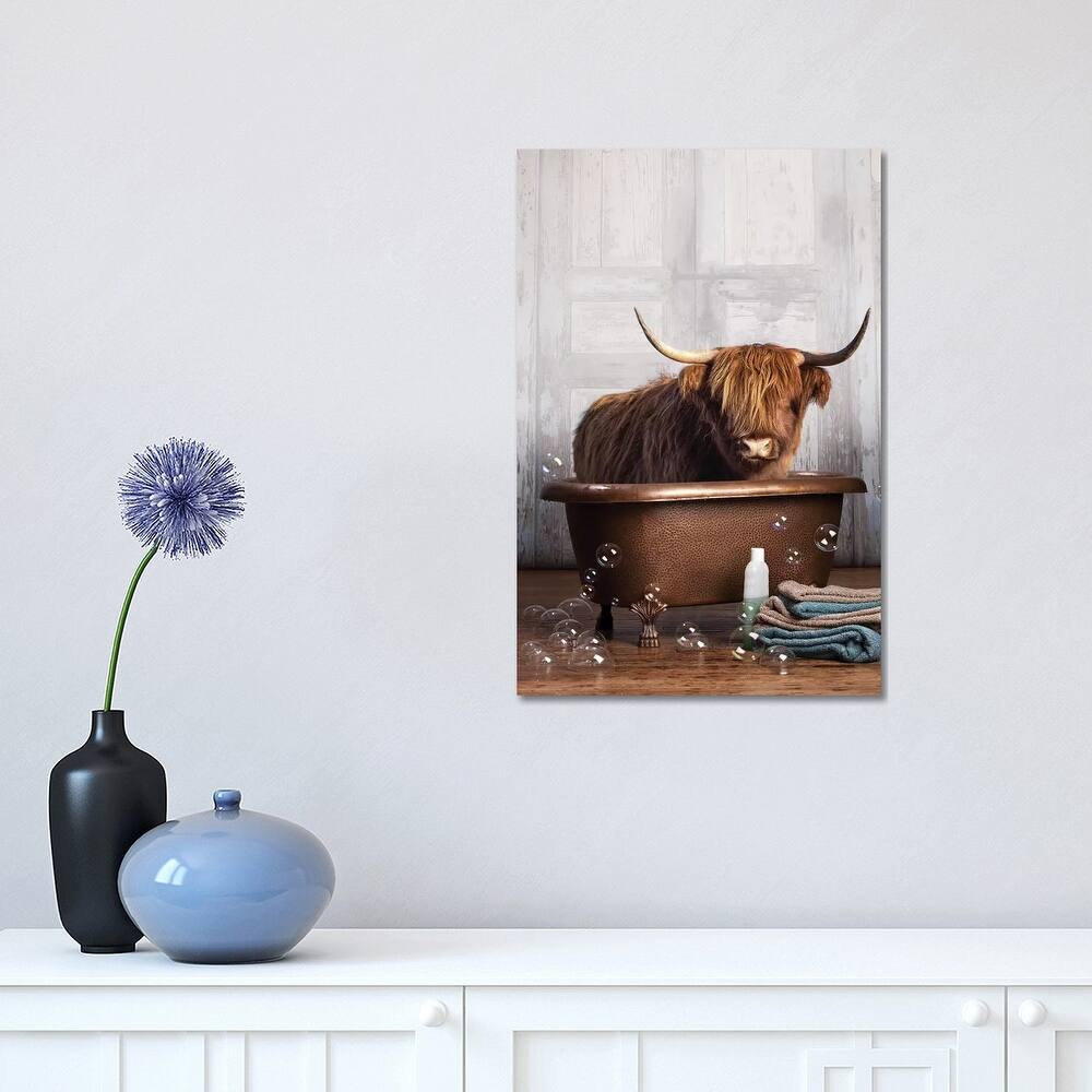 iCanvas "Highland Cow In The Tub" by Domonique Brown Canvas Print