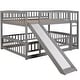 preview thumbnail 6 of 42, Modren Full over Full Versatile Low Bunk Bed With Slide,Fence and Ladder For Toddler Kids Teens
