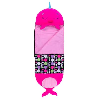 Happy Nappers: Pillow & Sleepy Sack: Large - Neil The Pink Narwhal - 7+