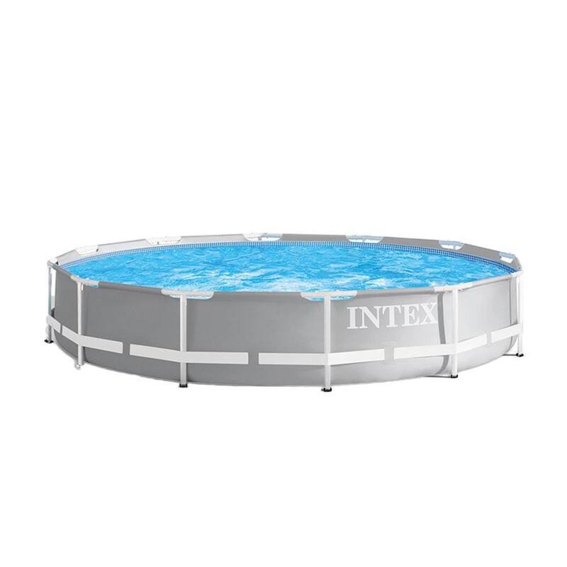 Intex 26711EH 12' x 30" Metal Frame Above Ground Swimming Pool w/ Pump & Canopy - 56.1