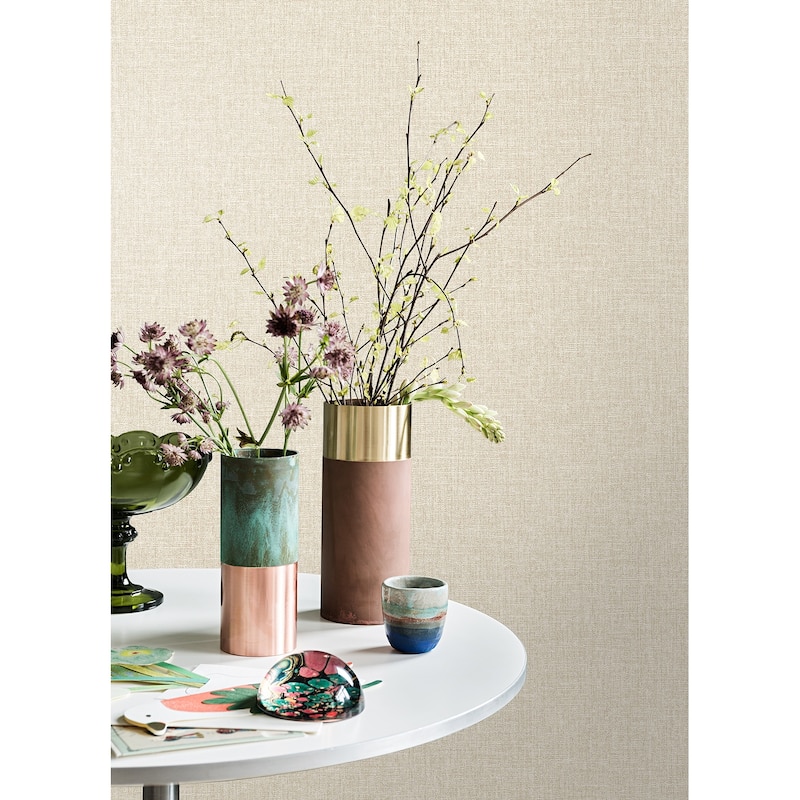 Brewster Glen Beige Linen Wallpaper