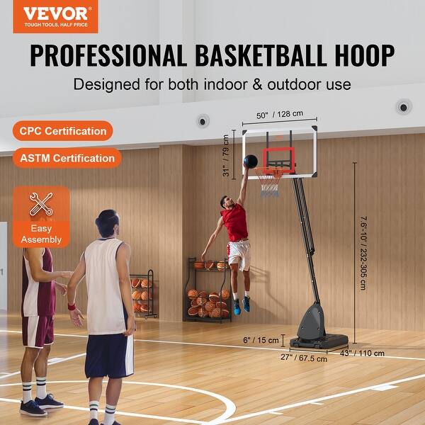 Basketball Hoop Basketball Hoop & Goal, Kids & Adults Basketball Set with Wheels, Stand, and Fillable Base, for Outdoor/Indoor