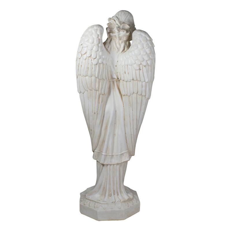 30" Ivory Angel with Arms Folded Outdoor Garden Statue