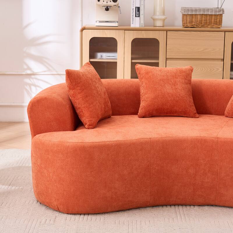 GDFStudio - Crescent-Shaped 67" Chenille Sofa with Self-Inflating Foam and Modular Design