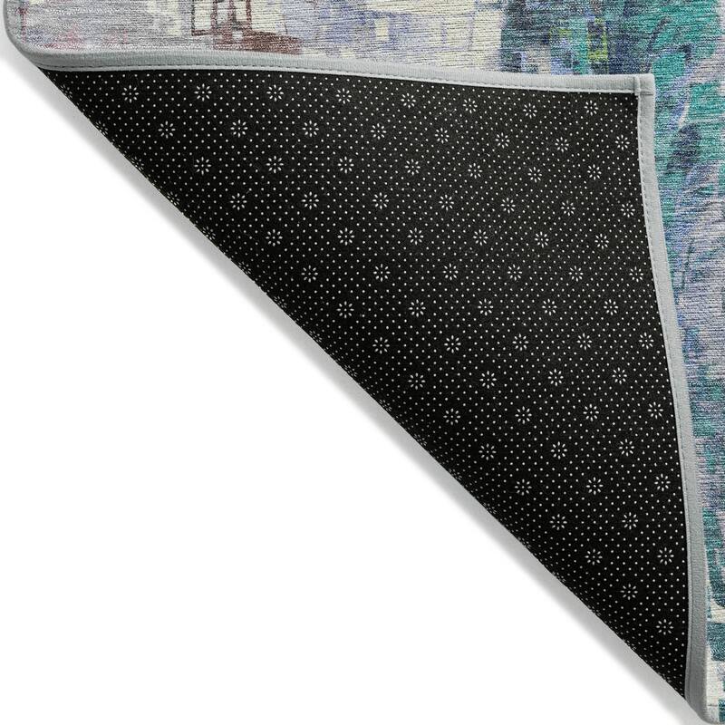 Machine Washable Indoor/ Outdoor Abstract Pixels Chantille Rug