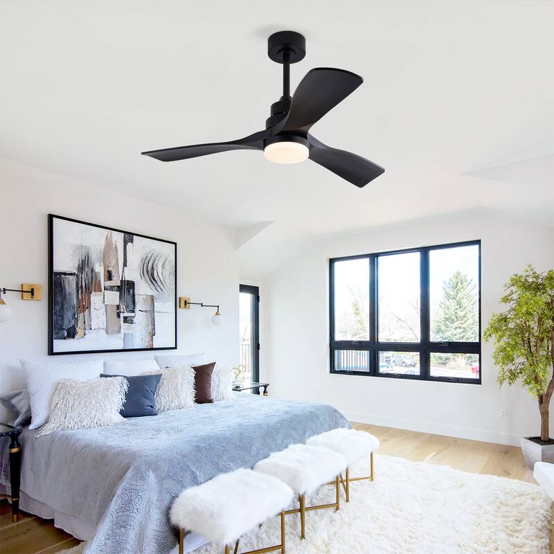 42 Inch Ceiling Fans with Lights and Remote, Ceiling Fan with Light 3 Blades Modern Ceiling Fan Noiseless Reversible DC Motor
