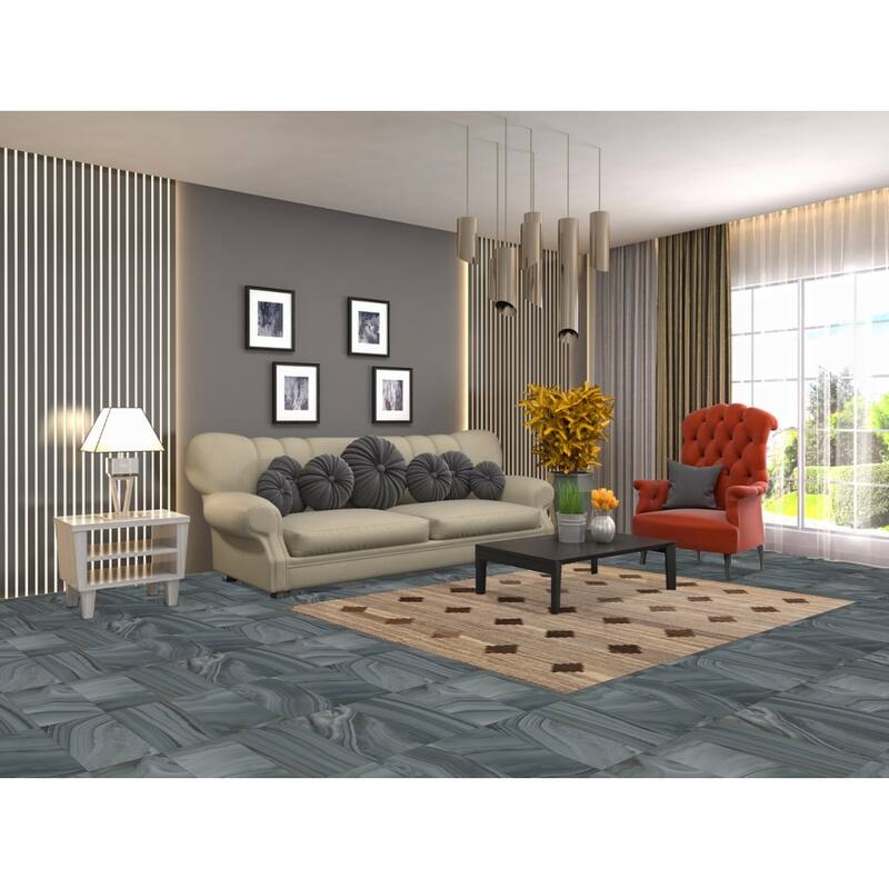 Geometric Kilim Modern Area Rug Hand-woven Wool Carpet - 5'1"x 6'6"