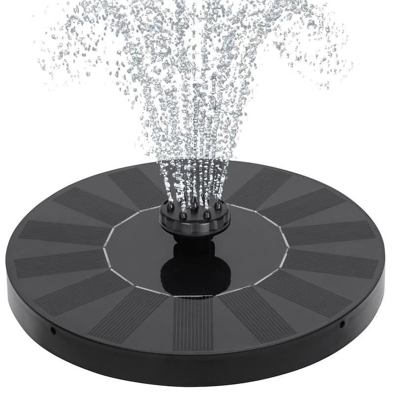 Javlergo Solar Fountain Pump Black Solar Powered Fountain with 6 Nozzles for Bird Bath Small Pond Garden Decor - 0.63'' H X 6.3'' W X 6.3'' D
