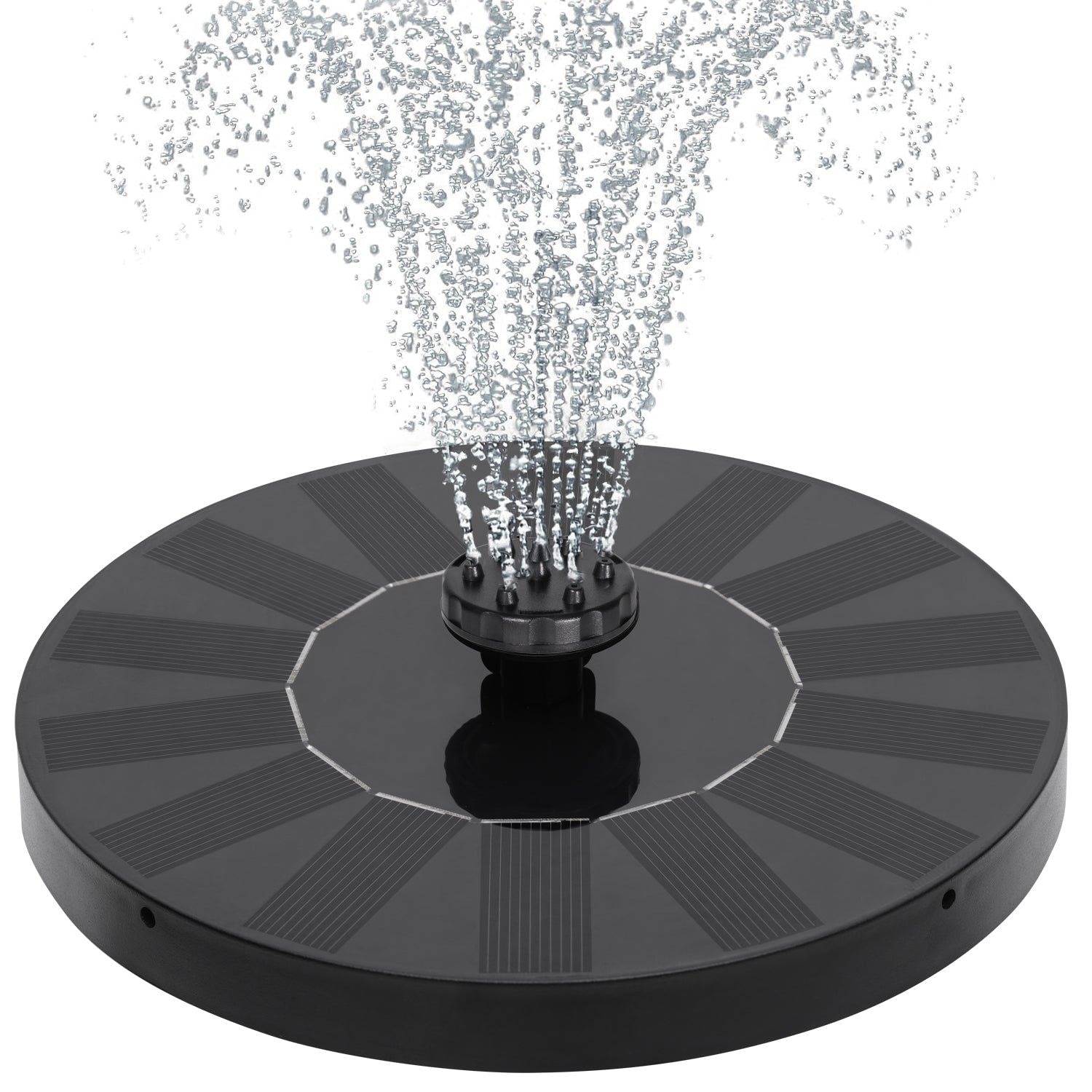 Javlergo Solar Fountain Pump Black Solar Powered Fountain with 6 Nozzles for Bird Bath Small Pond Garden Decor