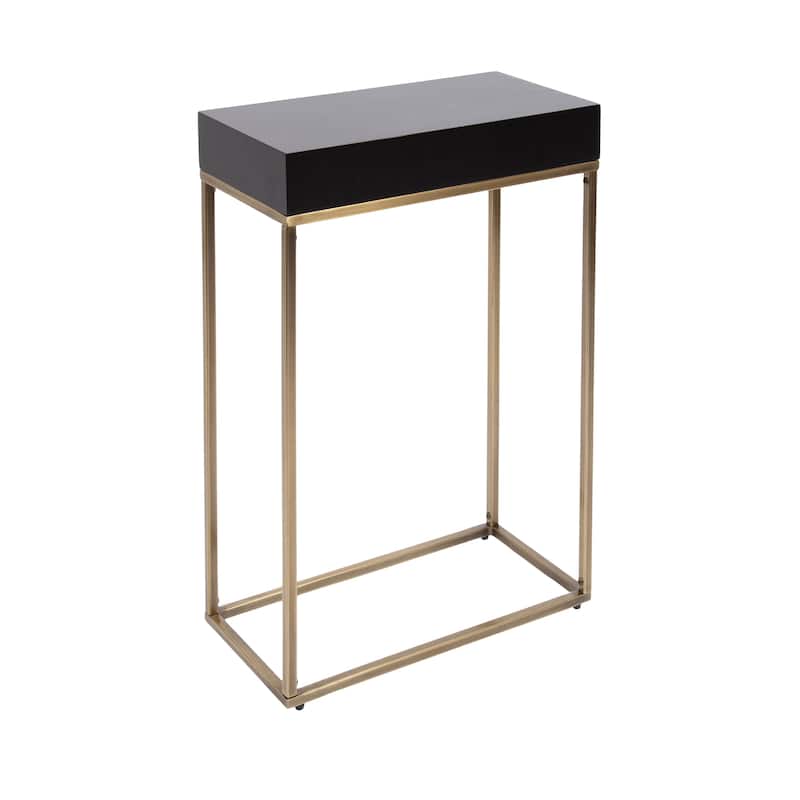 Kate and Laurel Karlsen Wood and Metal Slim Side Table - 16x8x24 - Gold/Black