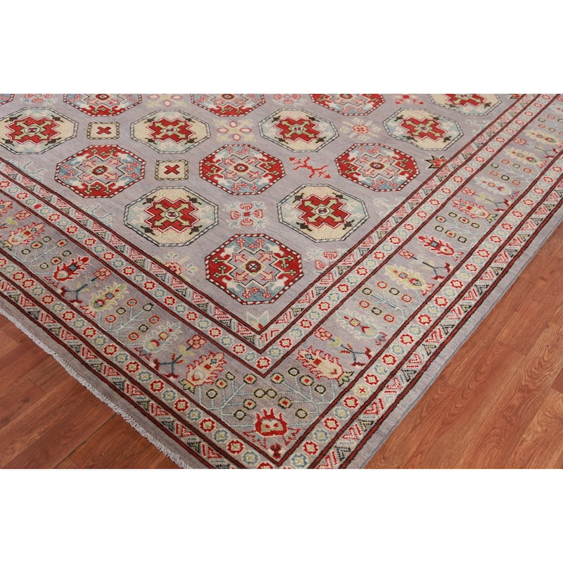 Hand Knotted Oriental 100% Wool Carpet Traditional All-Over Greys & Charcoal Kazak Area Rug - 10' 5'' X 8' 3''