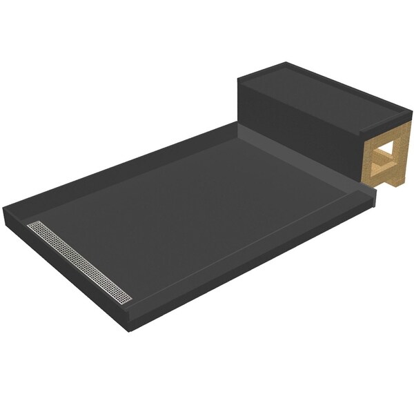 Tile Redi RT4248L-SQ-RB42-KIT Base'N Bench 60" X 42" Three Wall Alcove Shower Pan with Single Threshold, Bench, and 2"