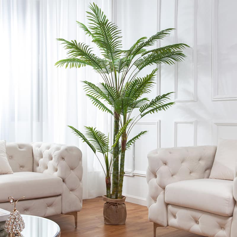 Artificial Palm Tree - Large Faux Potted Tropical Plant for Indoor or Outdoor Decoration (Set of 2)