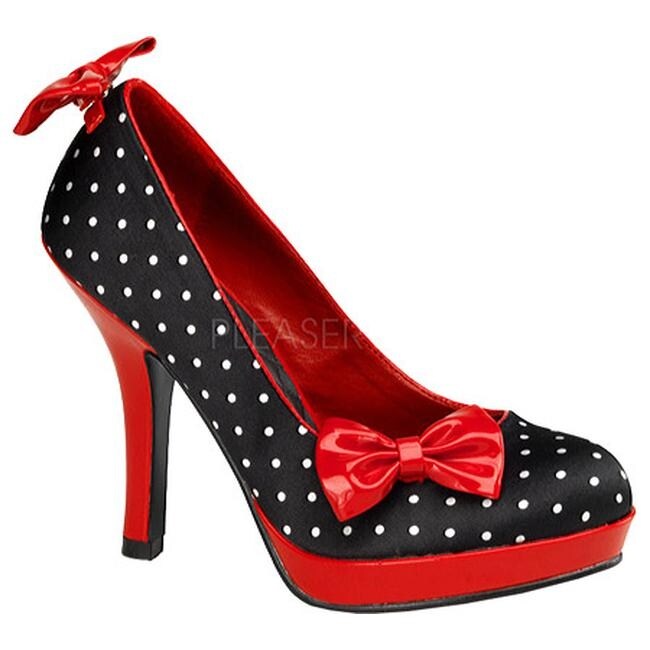 Shop Pin Up Couture Women S Secret 12 Black Satin Polka Dot Red Patent Leather Free Shipping