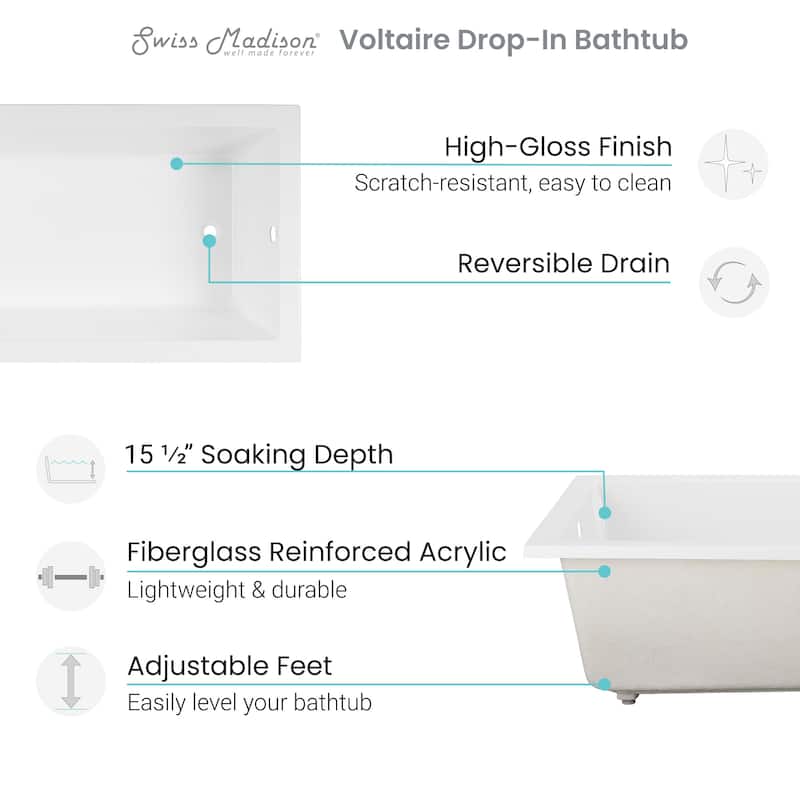 Voltaire 60"x36" Acrylic Drop-in Bathtub