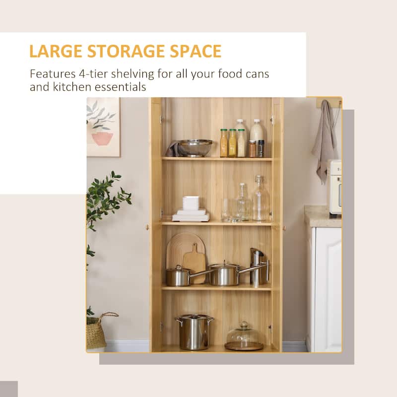 67" Pinewood Kitchen Pantry Storage Cabinet, Freestanding Cabinets with Doors and Shelf Adjustability, Soft-Close Mechanism