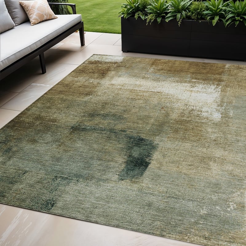 HomeRoots Abstract Transitional Rectangle Outdoor Rug - 5' X 8'